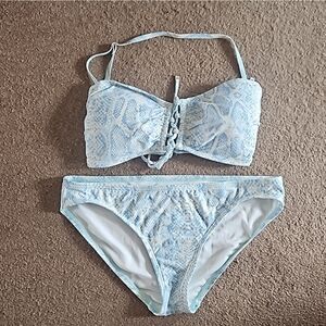 Michael Kors Blue and White Bikini Set